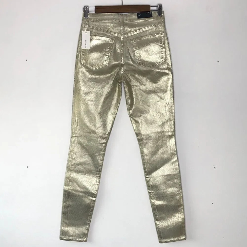 J Brand Maria High Rise Skinny Ribbed Gold Messaline Corduroy Pants Size 25 NWT - Picture 12 of 14
